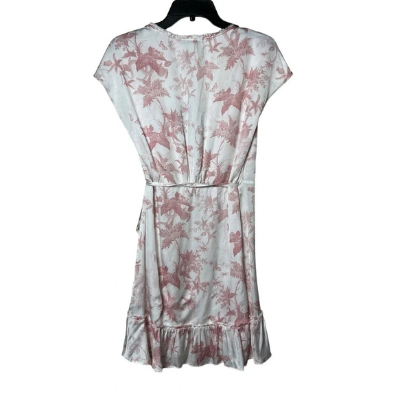 1652. ALL SAINTS ZINI EVOLUTION LEAF PRINT DRESS SIZEโ 2 WHITE/PINK IN COLOR - Picture 7 of 10